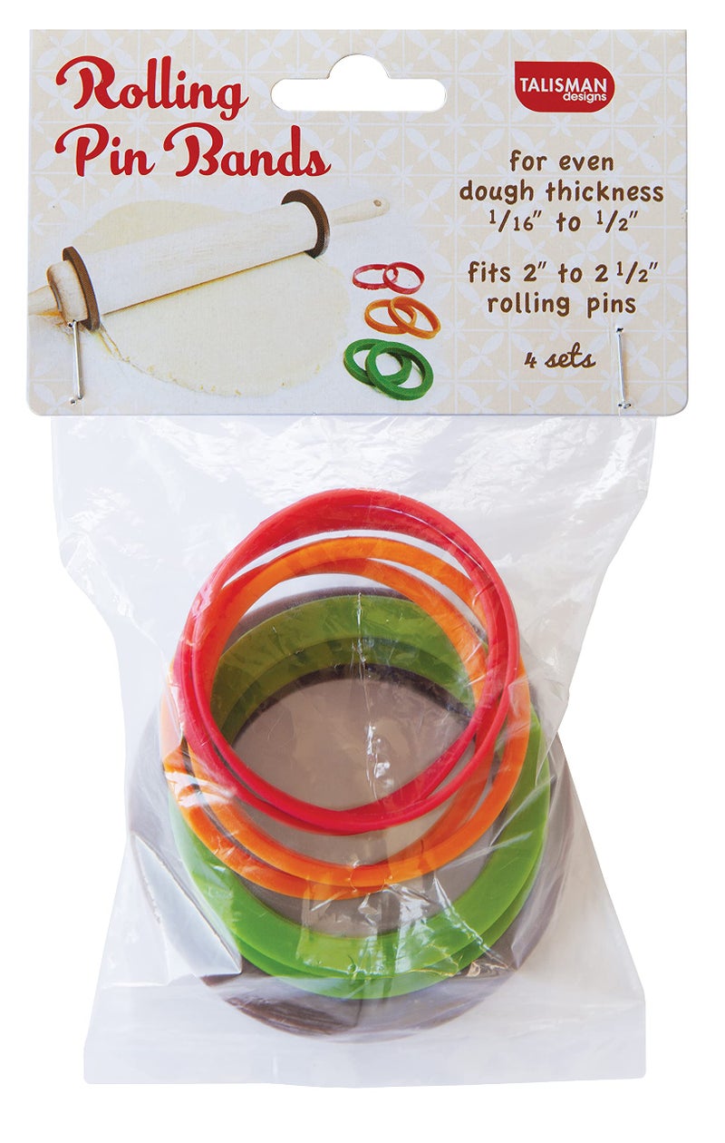 Talisman Designs Silicone Rolling Pin Bands | 8 Piece Set | Ensure Dough Thickness | Baking Accessories | Rolling Pin Thickness Rings - Image 1